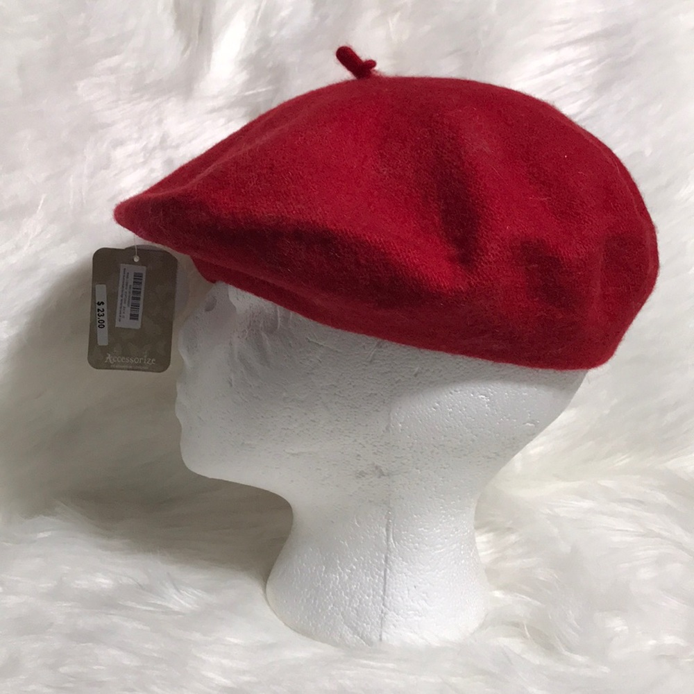 Accessorize Wool Blend Felted Red Beret NEW OS
